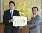 松﨑浦安市長から感謝状／災害復旧工事の完了で／ＴＧＳ